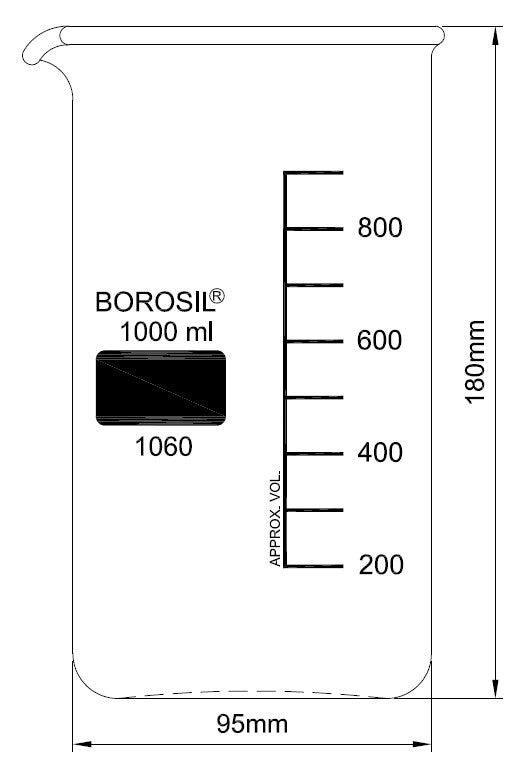 BOROSIL Tall Form Beaker With Spout