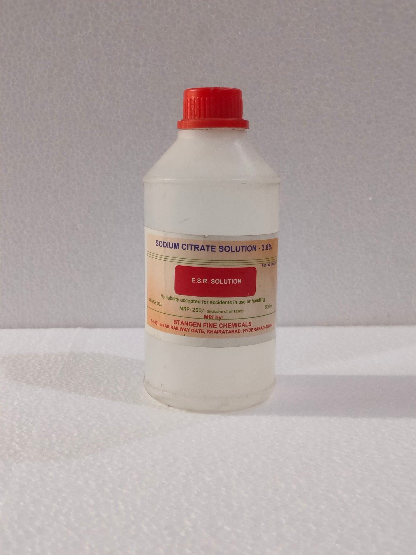 SODIUM CITRATE SOLUTION 3.8% ESR SOLUTION 250ML