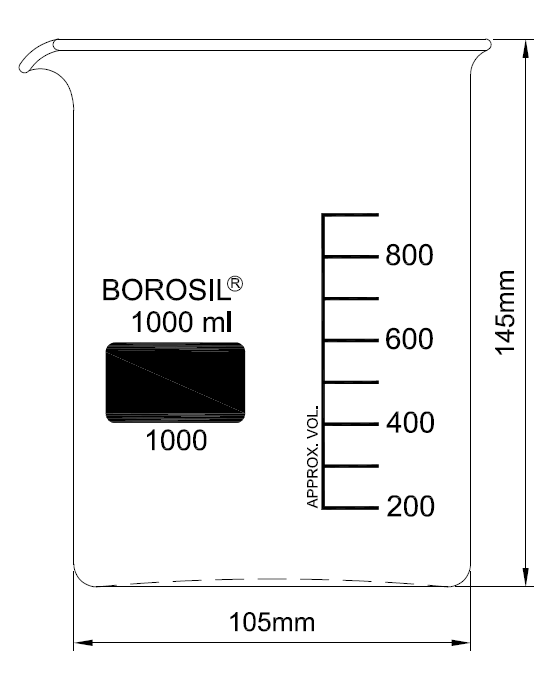 BOROSIL Low Form Beaker With Spout