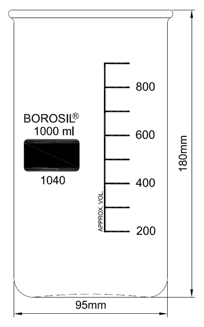 BOROSIL Tall Form Beaker Without Spout