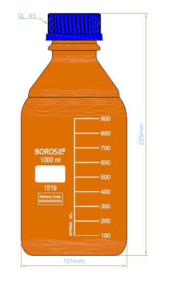 Borosil - REAGENT BOTTLES
Narrow Mouth With Screw Cap, Amber
