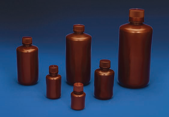 REAGENT BOTTLES (NARROW MOUTH) - AMBER - Laboratory Plasticware