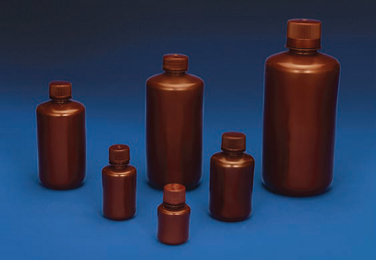 REAGENT BOTTLES (NARROW MOUTH) - AMBER - Laboratory Plasticware