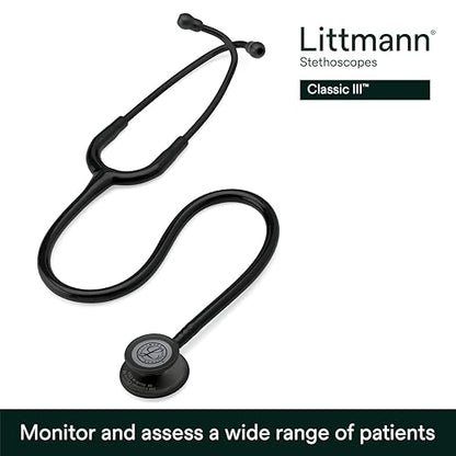 Littmann® Classic III™ Stethoscope, 5803, Black Edition Chestpiece, Black Tube, 27 inch, 3 Each/Case