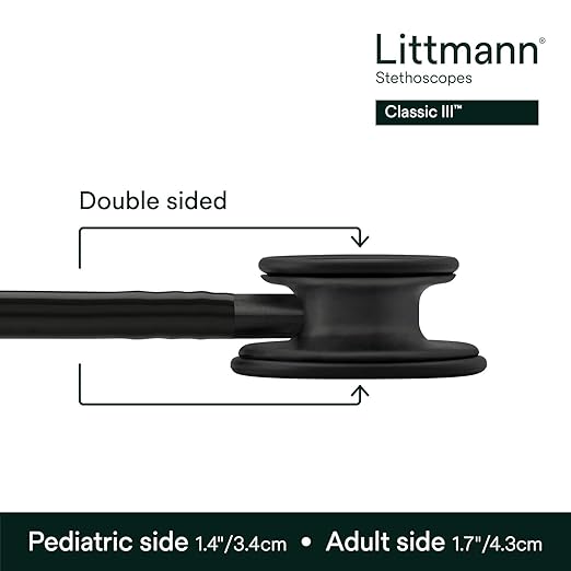 Littmann® Classic III™ Stethoscope, 5803, Black Edition Chestpiece, Black Tube, 27 inch, 3 Each/Case
