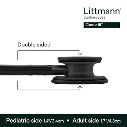 Littmann® Classic III™ Stethoscope, 5803, Black Edition Chestpiece, Black Tube, 27 inch, 3 Each/Case