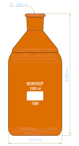 Borosil - SOLUTION BOTTLES With Tooled Neck, Amber