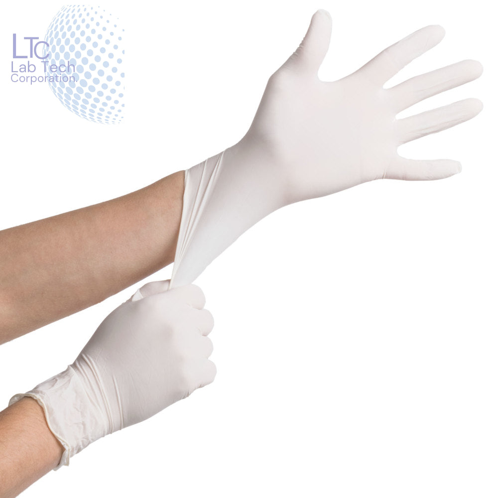 Surgical Latex Disposable Medical Examination Hand Gloves - Pack of 100, ( White)