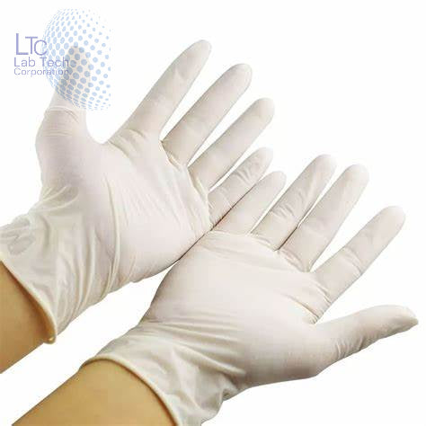 Surgical Latex Disposable Medical Examination Hand Gloves - Pack of 100, ( White)