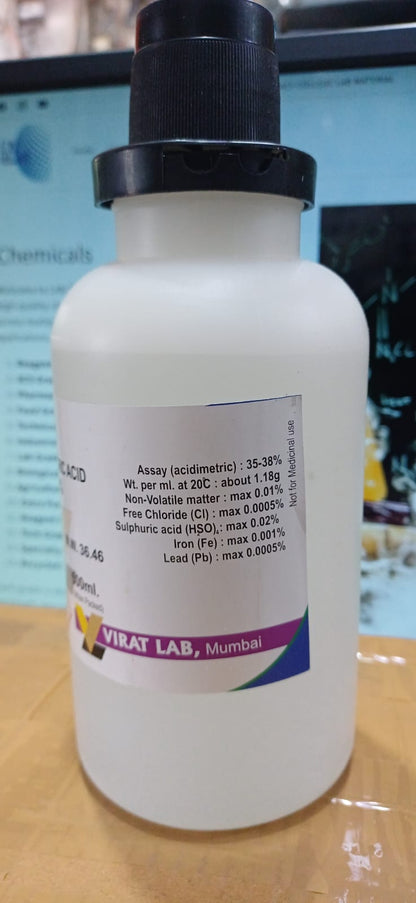HYDROCHLORIC ACID LR GRADE 38% 500ML