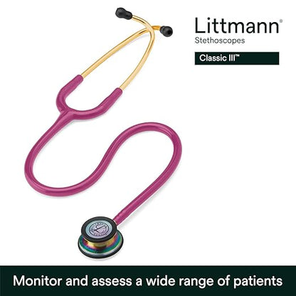Littmann® Classic III™ Stethoscope, 5806, Rainbow-Finish, Raspberry Tube, 27 in, 3 Each/Case